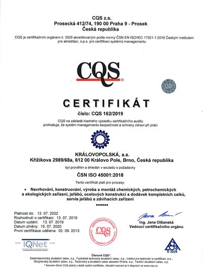 ISO 45001 CZ | Certifikace a oprávnění pro výrobu