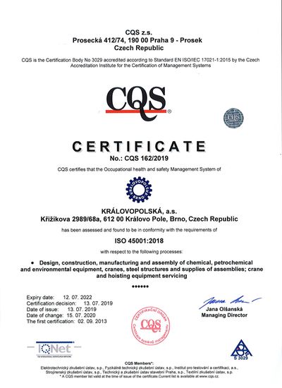 ISO 45001 EN | Certifikace a oprávnění pro výrobu
