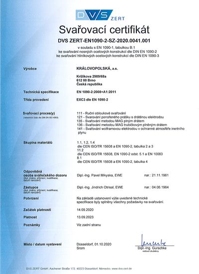 Certifikát pro svařování EN - 1 část | Certifikace a oprávnění pro výrobu